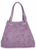 Modna Torebka Skórzana Shopper Bag Fioletowa